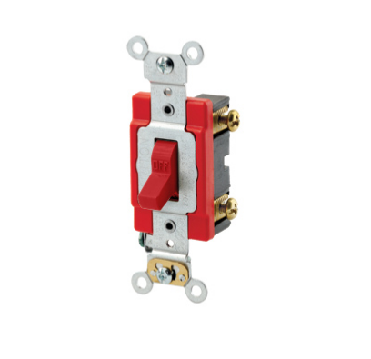 Leviton 1222-2R Toggle Switch, 20 Amp, 120/277 Volt, Red Finish