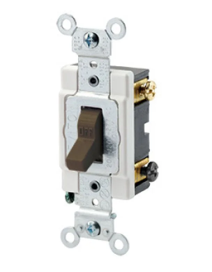 Leviton 1222-S Toggle Switch, 20 Amp, 120/277 Volt, Brown Finish
