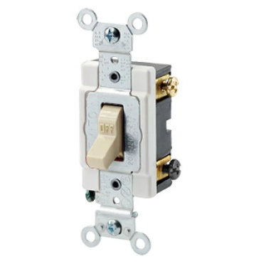 Leviton 1222-SI Toggle Switch, 20 Amp, 120/277 Volt, lvory Finish