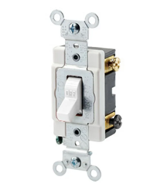 Leviton 1222-SW Toggle Switch, 20 Amp, 120/277 Volt, White Finish