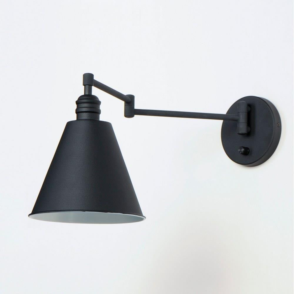 Maxim Lighting 12220BK Library 1 Light 8 Inch Black Swing Arm Wall Sconce - Side View