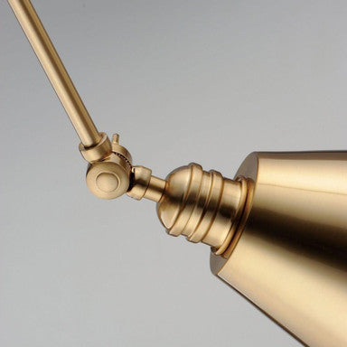 Maxim Lighting 12224HR Library Wall Sconce Heritage Brass - Detail of shade and arm pivot connection