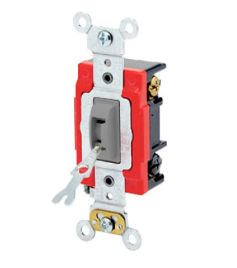 Leviton 1223-2GL Locking Toggle Switch, 20 Amp, 120/277 Volt, Gray Finish