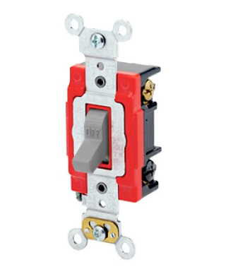 Leviton 1223-2GY Toggle Switch, 20 Amp, 120/277 Volt, Gray Finish