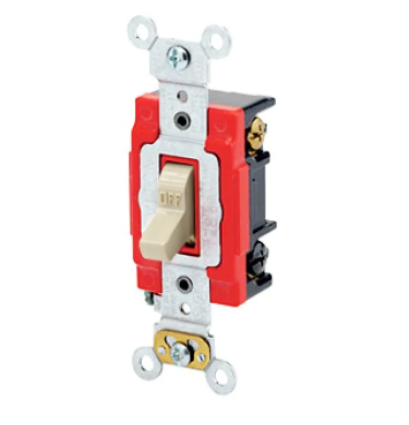 Leviton 1223-7LI Toggle Switch, 20 Amp, 277 Volt, lvory Finish