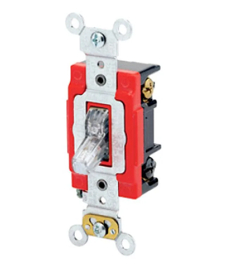 Leviton 1223-LHC Toggle Switch, 20 Amp, 120 Volt, Clear Finish