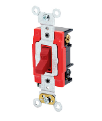 Leviton 1223-LHR Toggle Switch, 20 Amp, 120 Volt, Red Finish