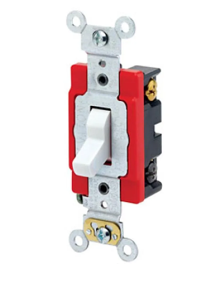 Leviton 1223-LHW Toggle Switch, 20 Amp, 120 Volt, White Finish