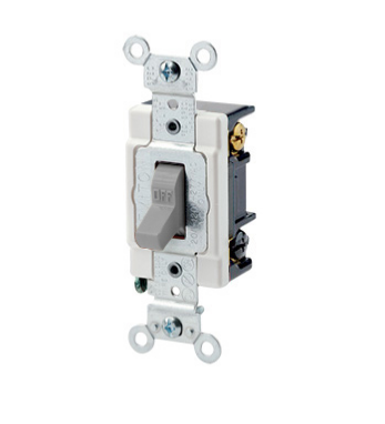 Leviton 1223-SGY Toggle Switch, 20 Amp, 120/277 Volt, Gray Finish
