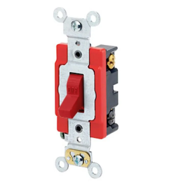 Leviton 1224-2R Toggle Switch, 20 Amp, 120/277 Volt, Red Finish