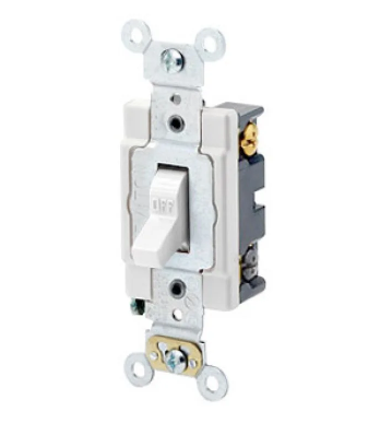 Leviton 1224-SW Toggle Switch, 20 Amp, 120/277 Volt, White Finish
