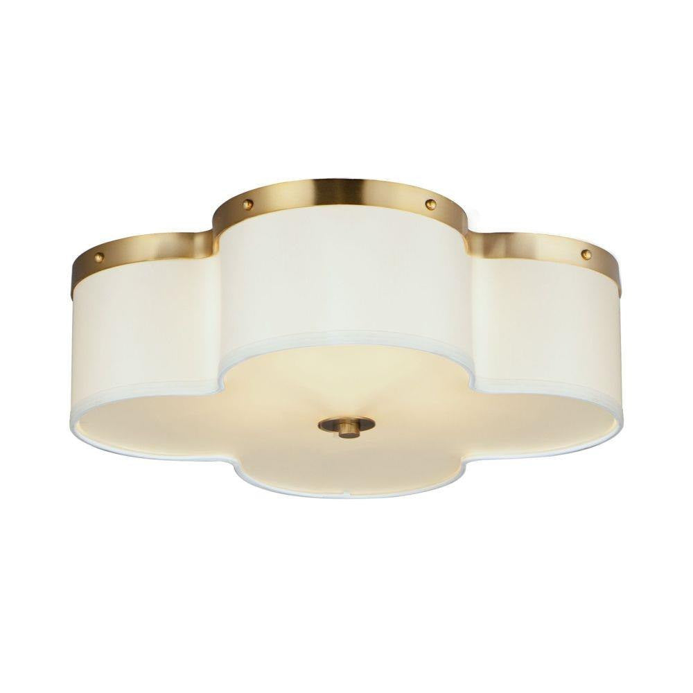 Maxim Lighting 12244OFSBR Clover 4 Light Satin Brass Flush Mount Ceiling Light - Front View on White