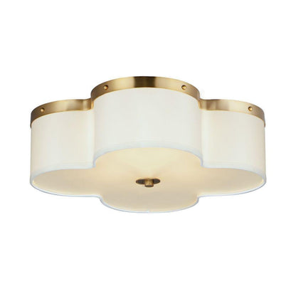 Maxim Lighting 12244OFSBR Clover 4 Light Satin Brass Flush Mount Ceiling Light - Front View on White