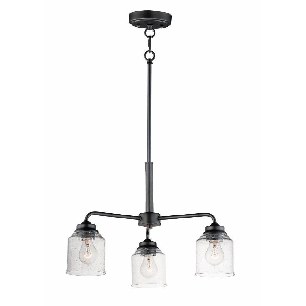 Maxim Lighting 12260CDSN Acadia 3 Light Chandelier with Clear Seedy Glass Shades and Rod Stem