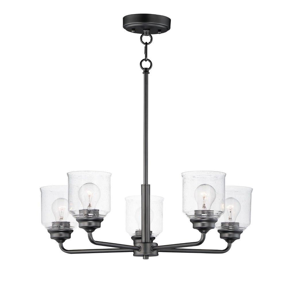 Maxim Lighting 12266CDBK Acadia 5 Light Matte Black Chandelier - Angle View White Background