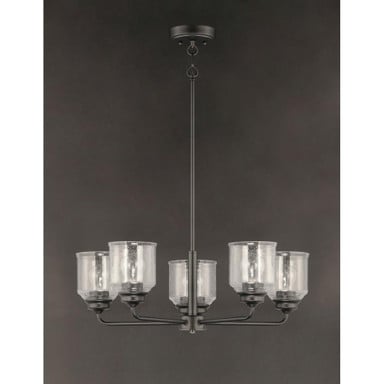 Maxim Lighting 12266CDBK Acadia 5 Light Matte Black Chandelier - Dark Background View
