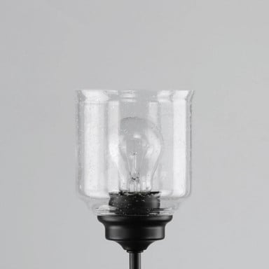 Maxim Lighting Acadia Clear Seedy Glass Shade Close-Up - Matte Black Finish Detail