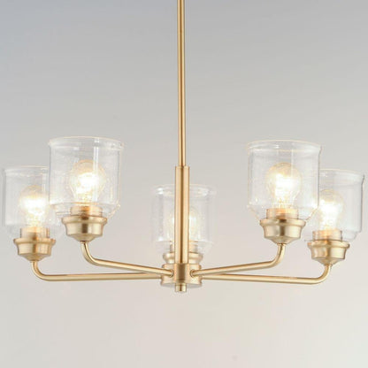 Maxim Lighting 12266CDHR Acadia 5 Light Heritage Brass Chandelier - Lit Warm View