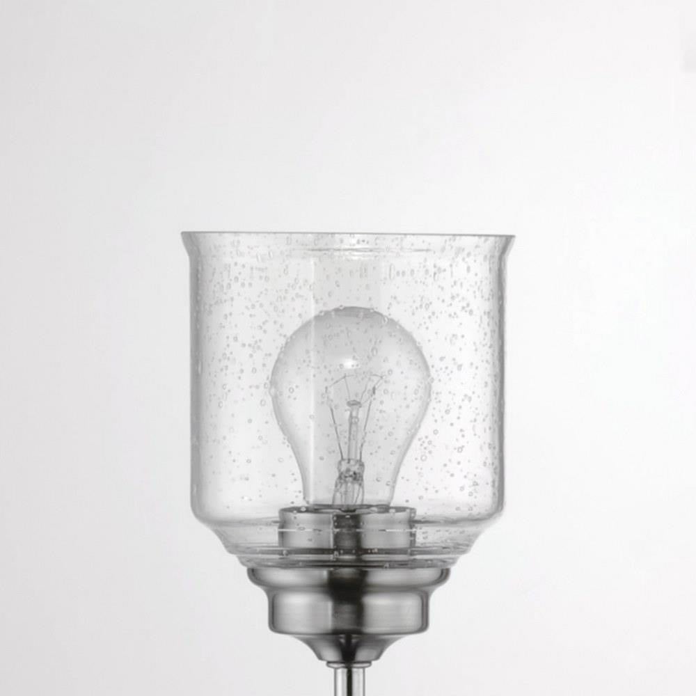Maxim Lighting Acadia Clear Seedy Glass Shade Close-Up - Satin Nickel Finish Detail