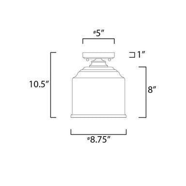 Maxim Lighting 12270CDHR Acadia Semi Flush Mount - Dimension Diagram: 8.75 Inch Width, 10.5 Inch Height, 5 Inch Canopy