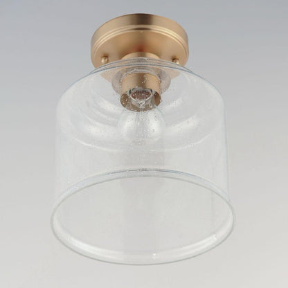 Maxim Lighting 12270CDHR Acadia Semi Flush Mount Heritage Brass Ceiling Light - Close Up Angle View of Glass Shade
