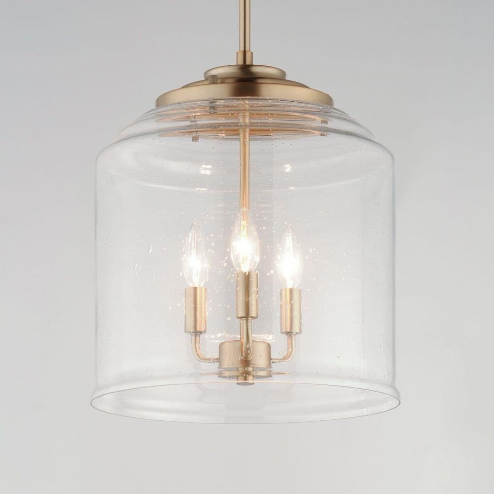 Maxim Lighting 12273CDHR Acadia 3 Light Heritage Brass Pendant Ceiling Light - Close-Up Lit View