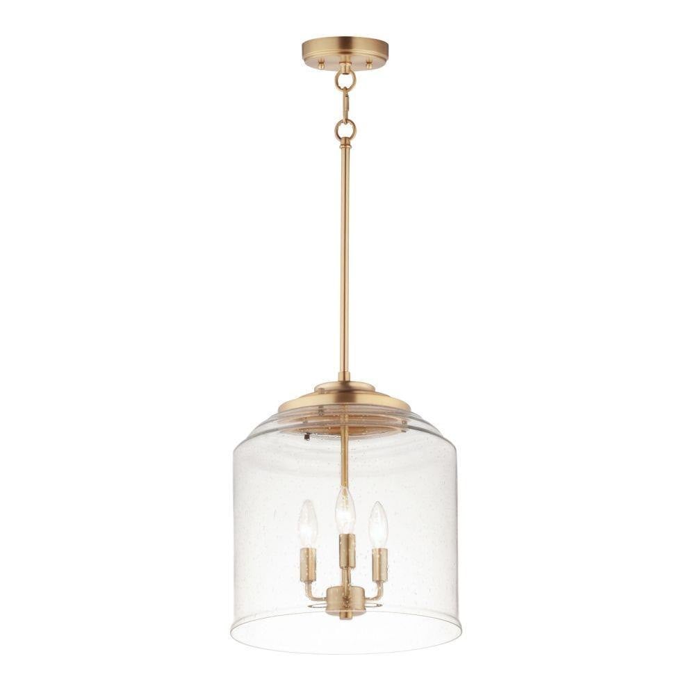 Maxim Lighting 12273CDHR Acadia 3 Light Heritage Brass Pendant Ceiling Light - Full View on White