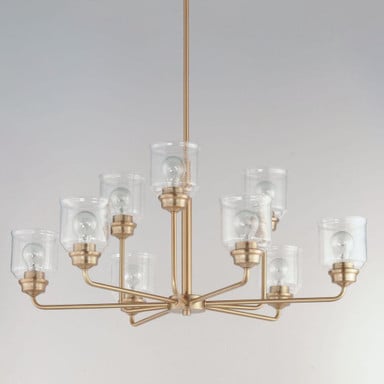 Maxim Lighting 12277CDHR Acadia 9 Light Heritage Brass Chandelier - Side Angle View