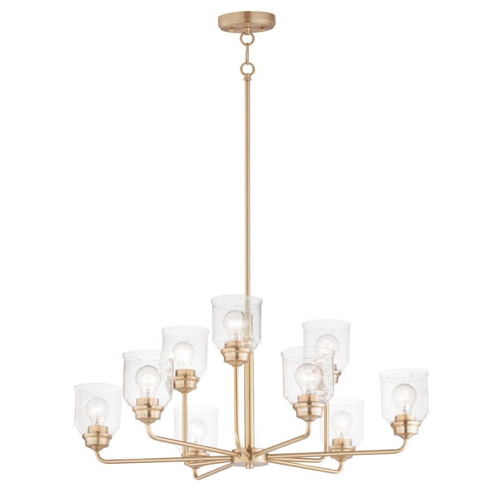 Maxim Lighting 12277CDHR Acadia 9 Light Heritage Brass Chandelier Ceiling Light - Full View on White Background