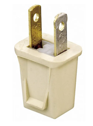 Leviton 123-PI Connectors, 1-15P Polarized Plug, Ivory