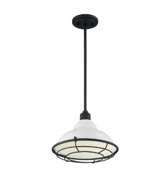 Nuvo 60-7024 Newbridge Series Pendant Light, Wattage 60W, White & Black