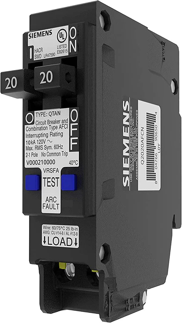 Siemens Q2020AFCN 20-Amp 2-Pole Tandem AFCI Combination Circuit Breaker