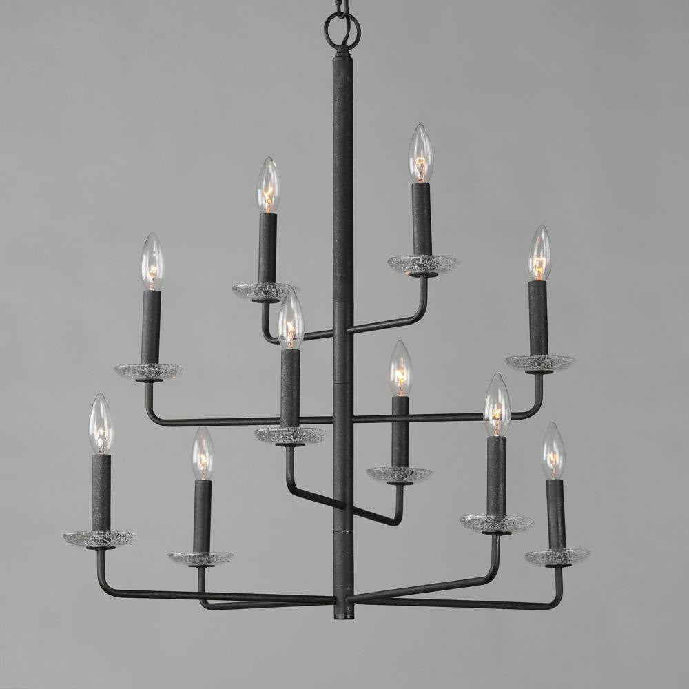 Maxim Lighting 12329TCAR Madeira Anthracite Chandelier - Front Angle View with Lights On