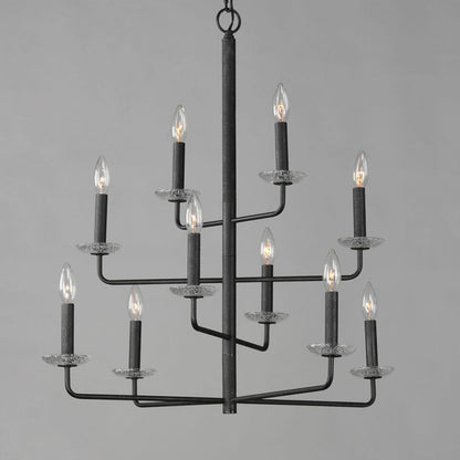 Maxim Lighting 12329TCAR Madeira Anthracite Chandelier - Front Angle View with Lights On