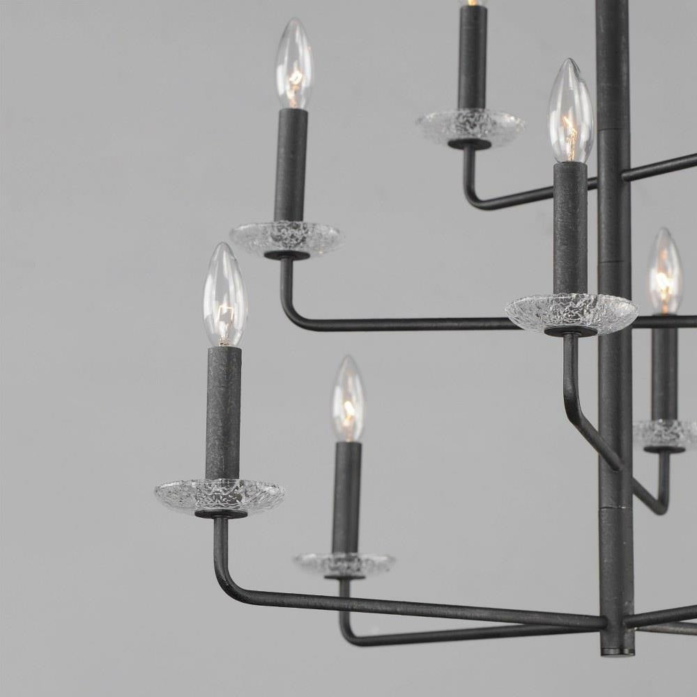 Maxim Lighting 12329TCAR Madeira Anthracite Chandelier - Close-Up Detail of Arms and Glass Bobeches