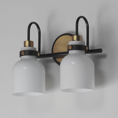 Maxim Lighting 12332WTBKSBR Milk 2 Light 13.5 inch Black/Satin Brass Bath Vanity Wall Light - Angle View