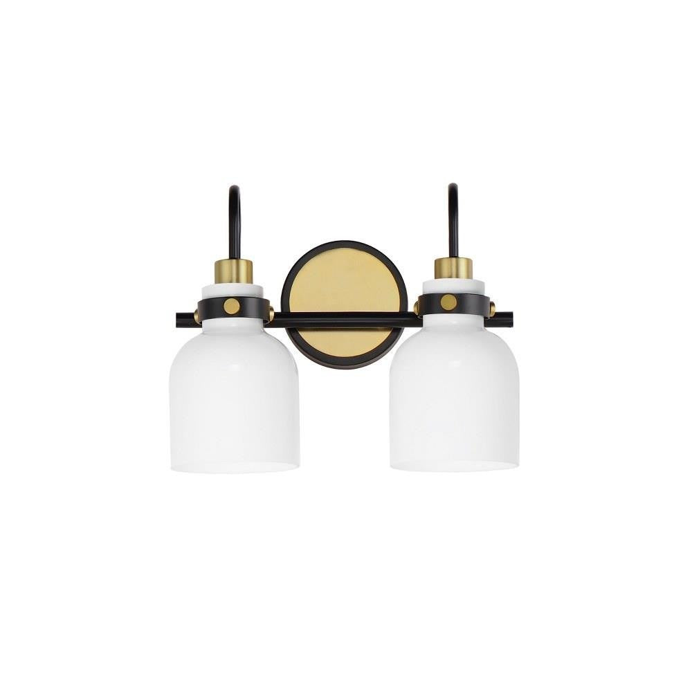 Maxim Lighting 12332WTBKSBR Milk 2 Light 13.5 inch Black/Satin Brass Bath Vanity Wall Light - Front View