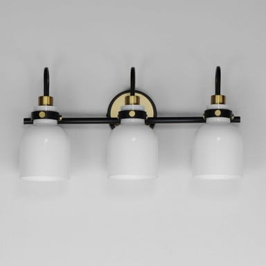 Maxim Lighting 12333WTBKSBR Milk 3 Light Black Satin Brass Bath Vanity Wall Light - Front View