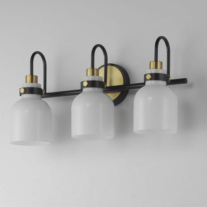 Maxim Lighting 12333WTPC Milk 3 Light 22 Inch Bath Vanity Wall Light - Angle View Black Satin Brass Finish