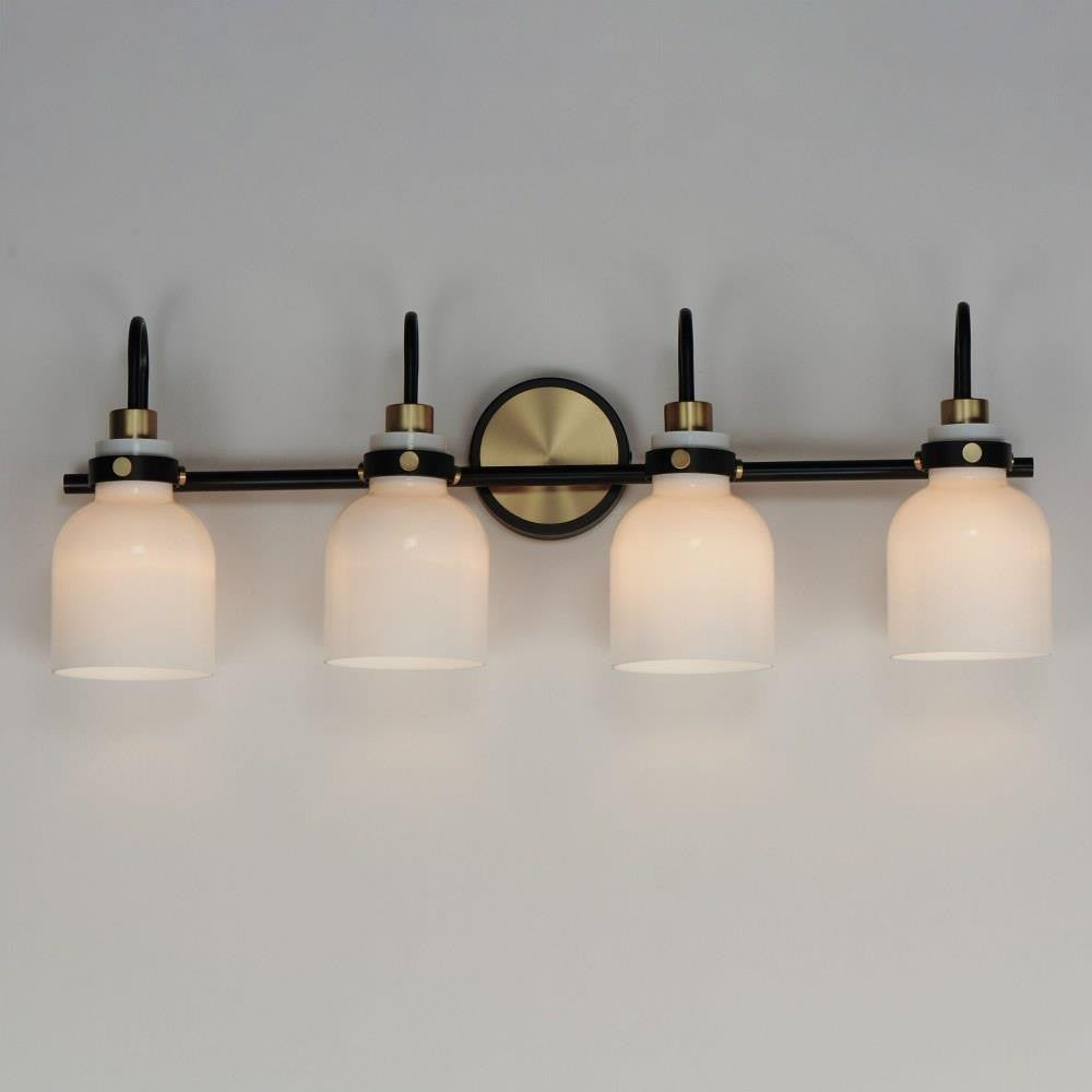 Maxim Lighting Milk 4 Light Bath Vanity Wall Light Black Satin Brass Illuminated View