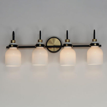 Maxim Lighting Milk 4 Light Bath Vanity Wall Light Black Satin Brass Illuminated View