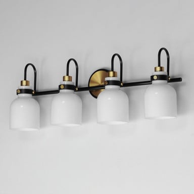 Maxim Lighting Milk 4 Light Bath Vanity Wall Light Black Satin Brass Angle View