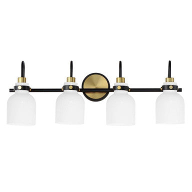 Maxim Lighting Milk 4 Light Bath Vanity Wall Light in Black and Satin Brass Finish