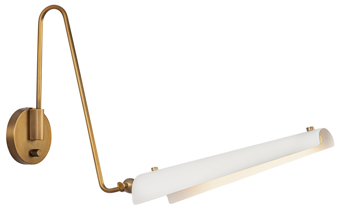 Alora Mood WV347104MWVB Osorio 4.63 inch Matte White and Vintage Brass Bath Vanity Wall Light