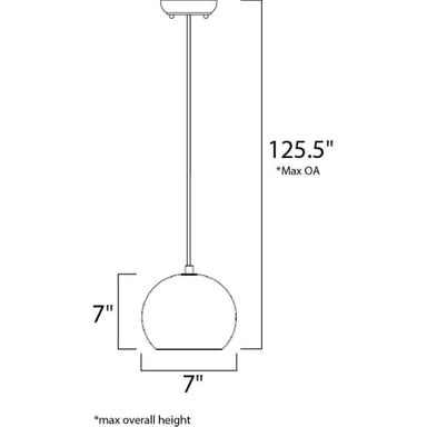 Maxim Lighting 12390GYPC Crete 1 Light 7 inch Gray Concrete Pendant Ceiling Light - Dimension Diagram