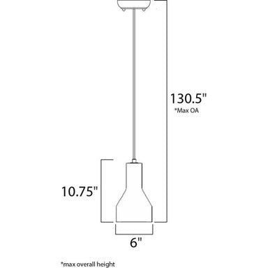 Maxim Lighting 12392GYPC Crete Mini Pendant Dimension Diagram 6 inch Width 10.75 inch Height