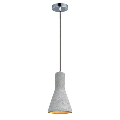 Maxim Lighting 12394GYPC Crete 1 Light Natural Gray Concrete Pendant - Full View with Polished Chrome Canopy
