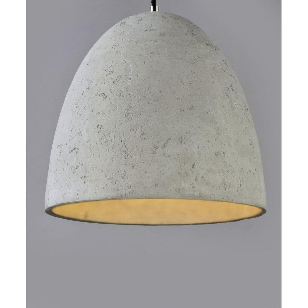 Maxim Lighting 12396GYPC Crete Pendant close-up showing natural gray concrete dome shade with polished chrome accent