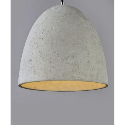 Maxim Lighting 12396GYPC Crete Pendant close-up showing natural gray concrete dome shade with polished chrome accent