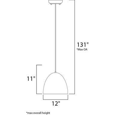 Maxim Lighting 12397GYPC Crete Pendant - Dimension Diagram Showing 12 inch Width and 11 inch Height